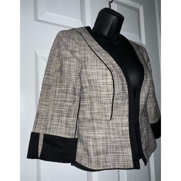 The Limited Womens Tweed Gray Black Short 3/4 Sleeve Button Jacket Blazer Sz XS - Picture 3 of 7